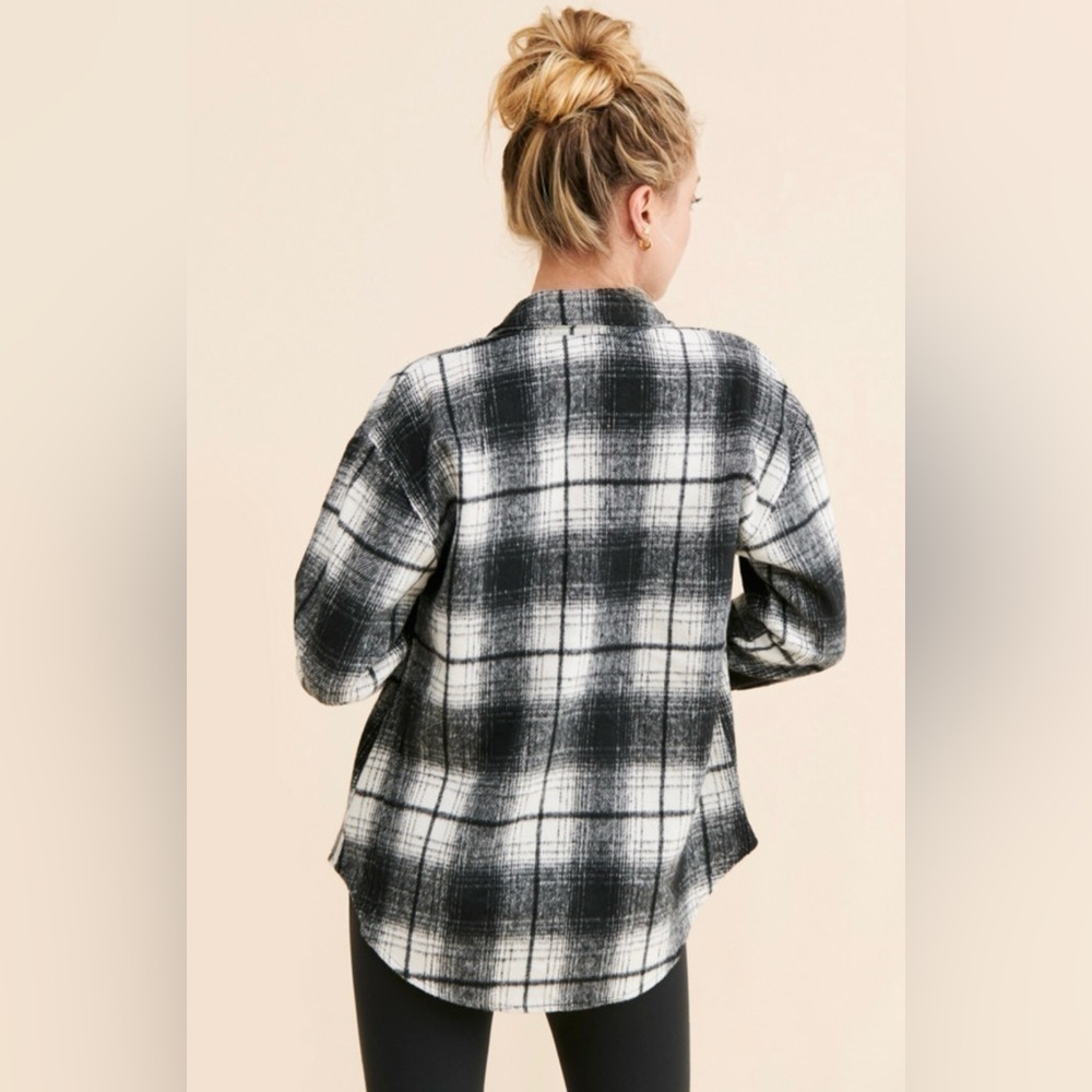 BB Dakota Steve Madden Sophia Shacket Plaid Black & White Jacket Button XS - Picture 2 of 10